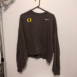 Nike Women's Dark Gray Cropped Sweatshirt Oregon